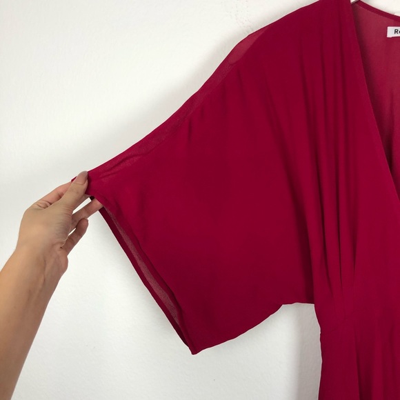 Reformation Winslow kimono wrap maxi dress rhubarb - Picture 3 of 5